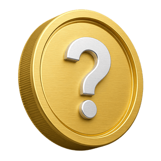 Decoratief 3D-gouden muntstuk met vraagteken op de FAQ-pagina